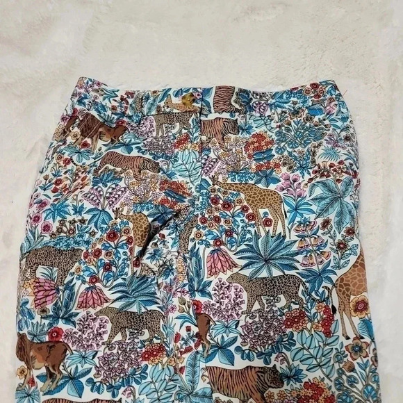 Talbots RELAXED CHINOS - TROPICAL SAFARI Animal Print Size 0 Petite - Picture 8 of 9